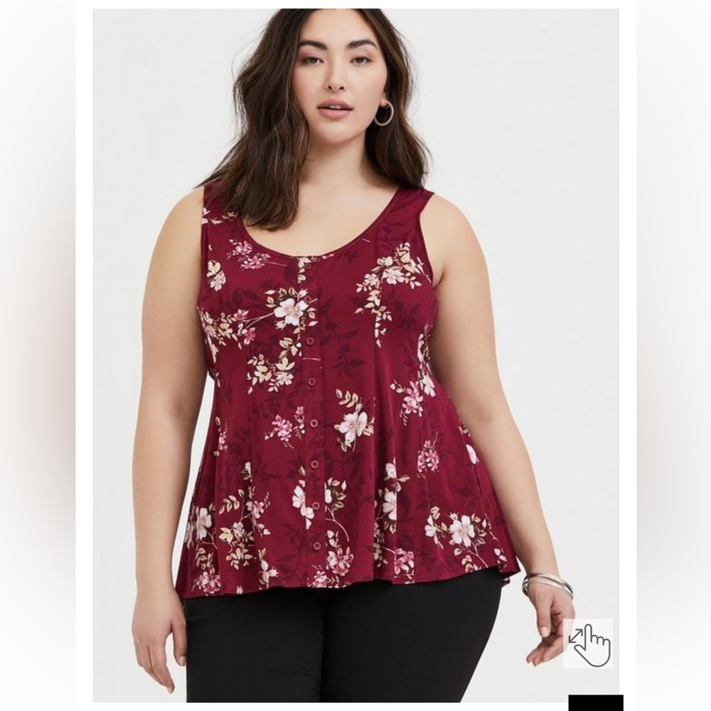 Torrid Fit & Flare Challis Button Front Tank, Size 1